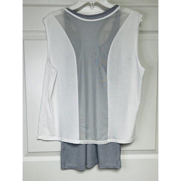 Womens Tangerine M White And Grey Layered Tank Activewear Athleisure Casual - Picture 2 of 5